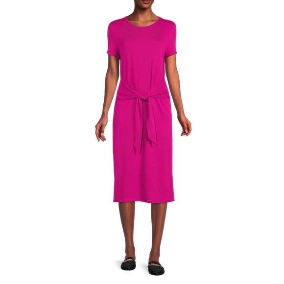 Time & Tru Tie-Front Fuchsia Berry Knit Dress sz:XS - Picture 6 of 8